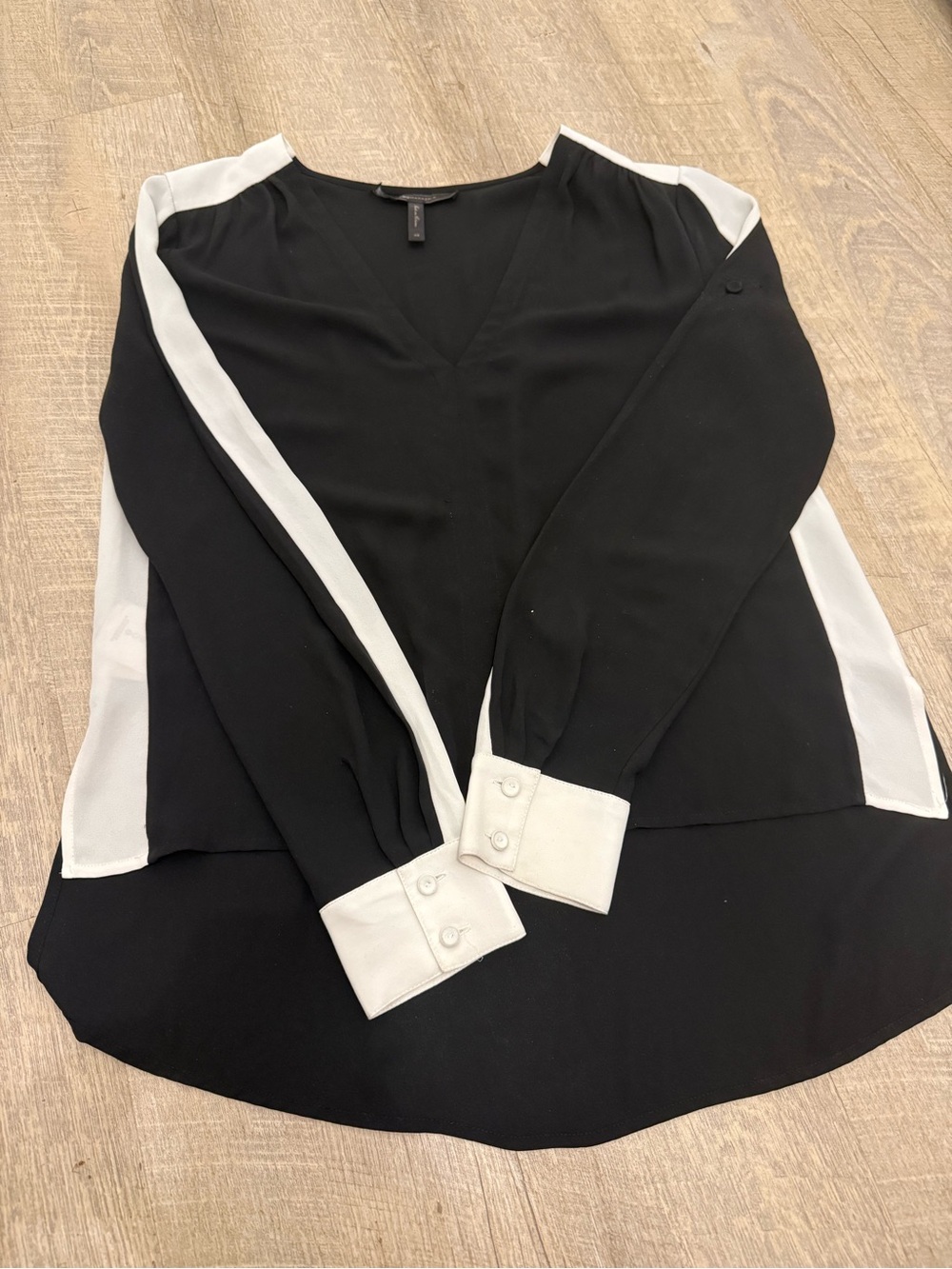 BCBGMaxAzria Alaine Black Blouse with White Contrast
